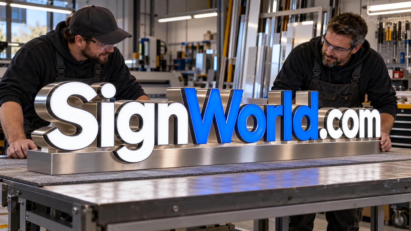 Commercial signage setting illustrating a maker marketplace